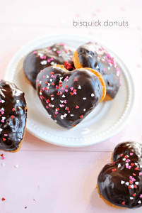heart shaped donuts with chocolate glaze