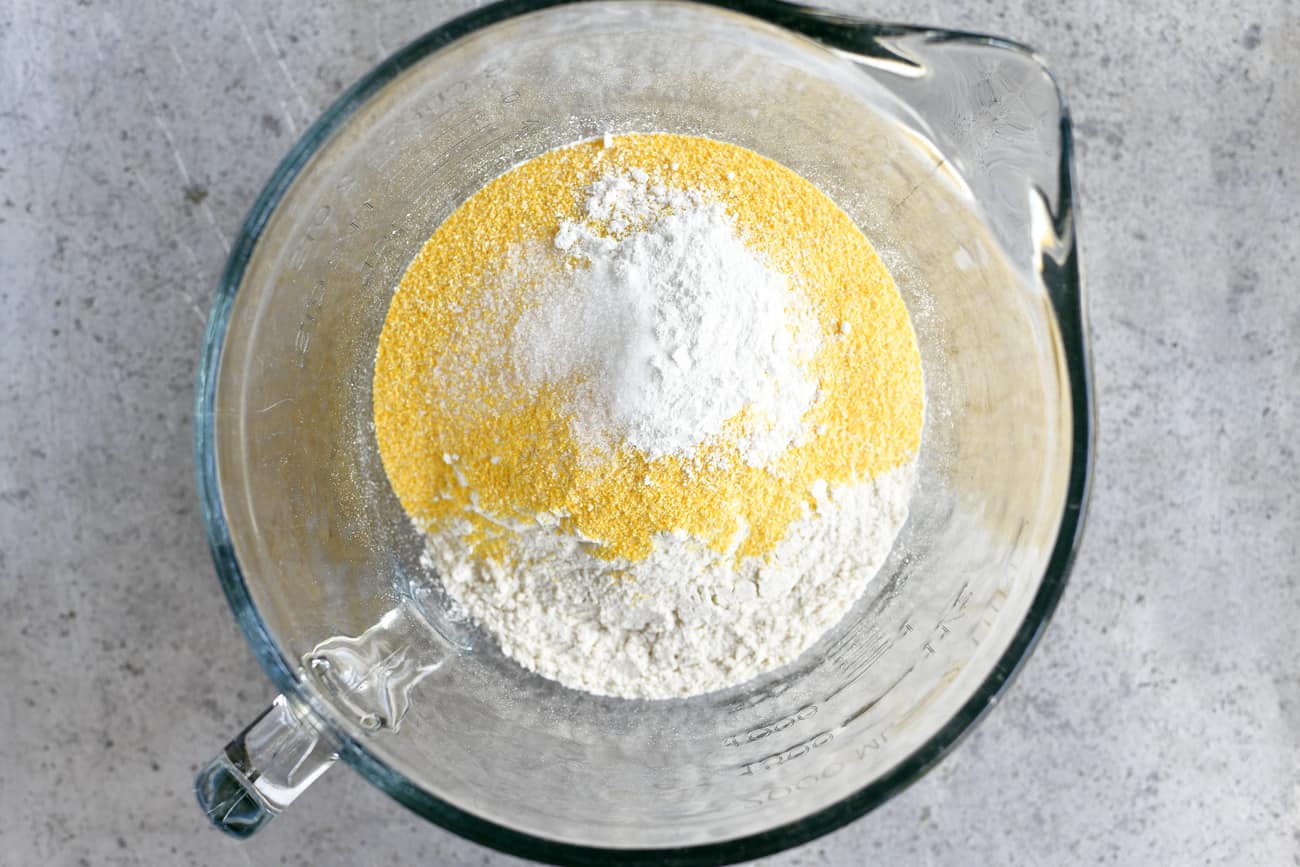 dry batter ingredients in a mixing bowl