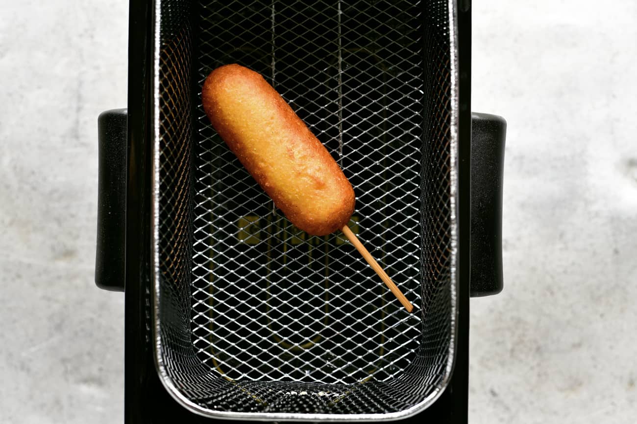 cheese on a stick in the fryer basket