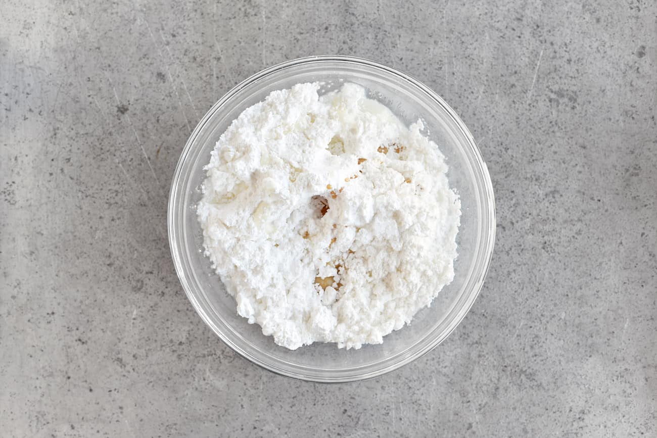 powdered sugar glaze ingredients in a bowl