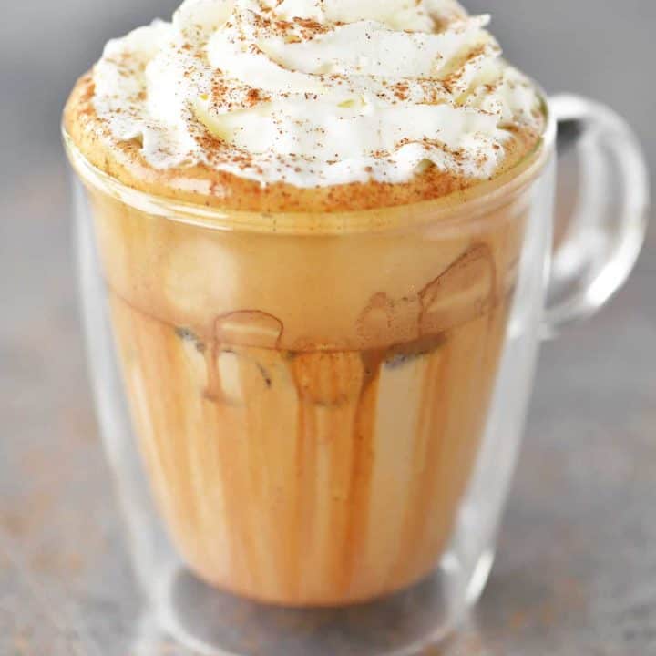 pumpkin spice whipped coffee topped with whipped cream