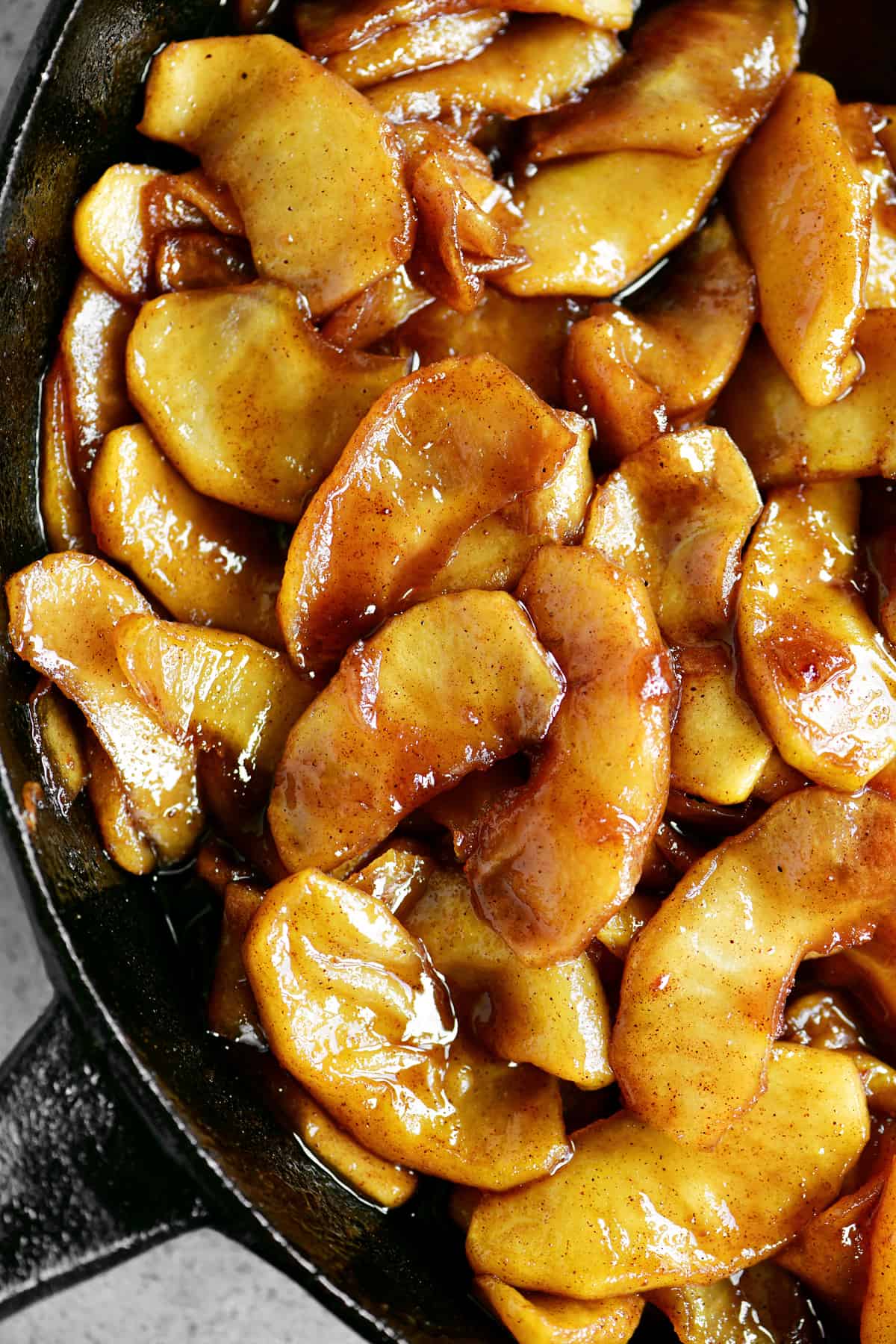 cooked apple slices in a skillet
