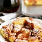 delicious french toast casserole with maple syrup