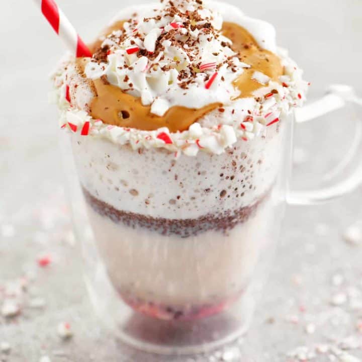 a delicious whipped coffee peppermint mocha coffee drink