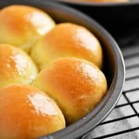 a close-up of yummy golden bread rolls
