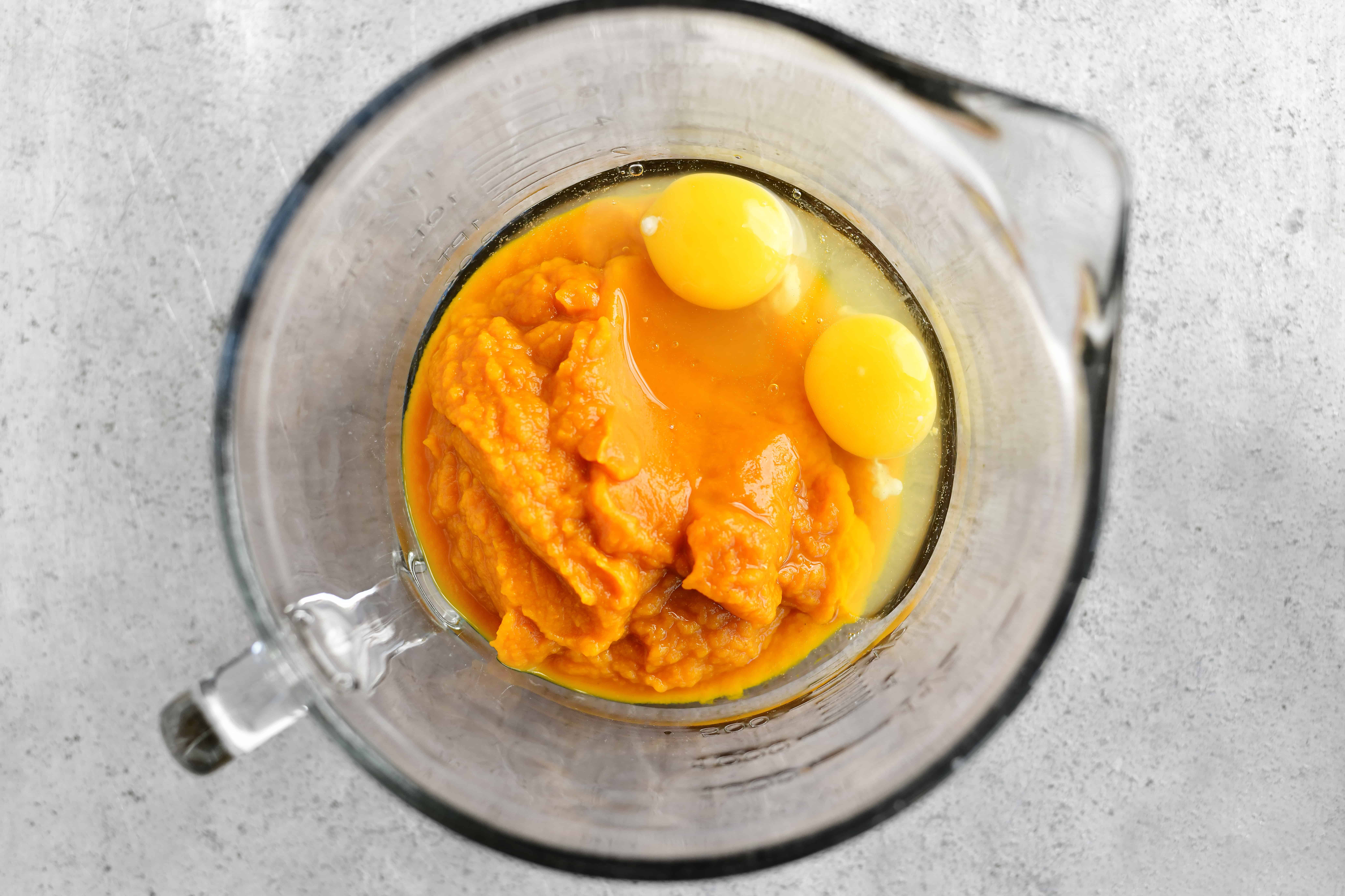 puree and eggs in a bowl