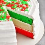 delicious Christmas cake with Christmas colors inside