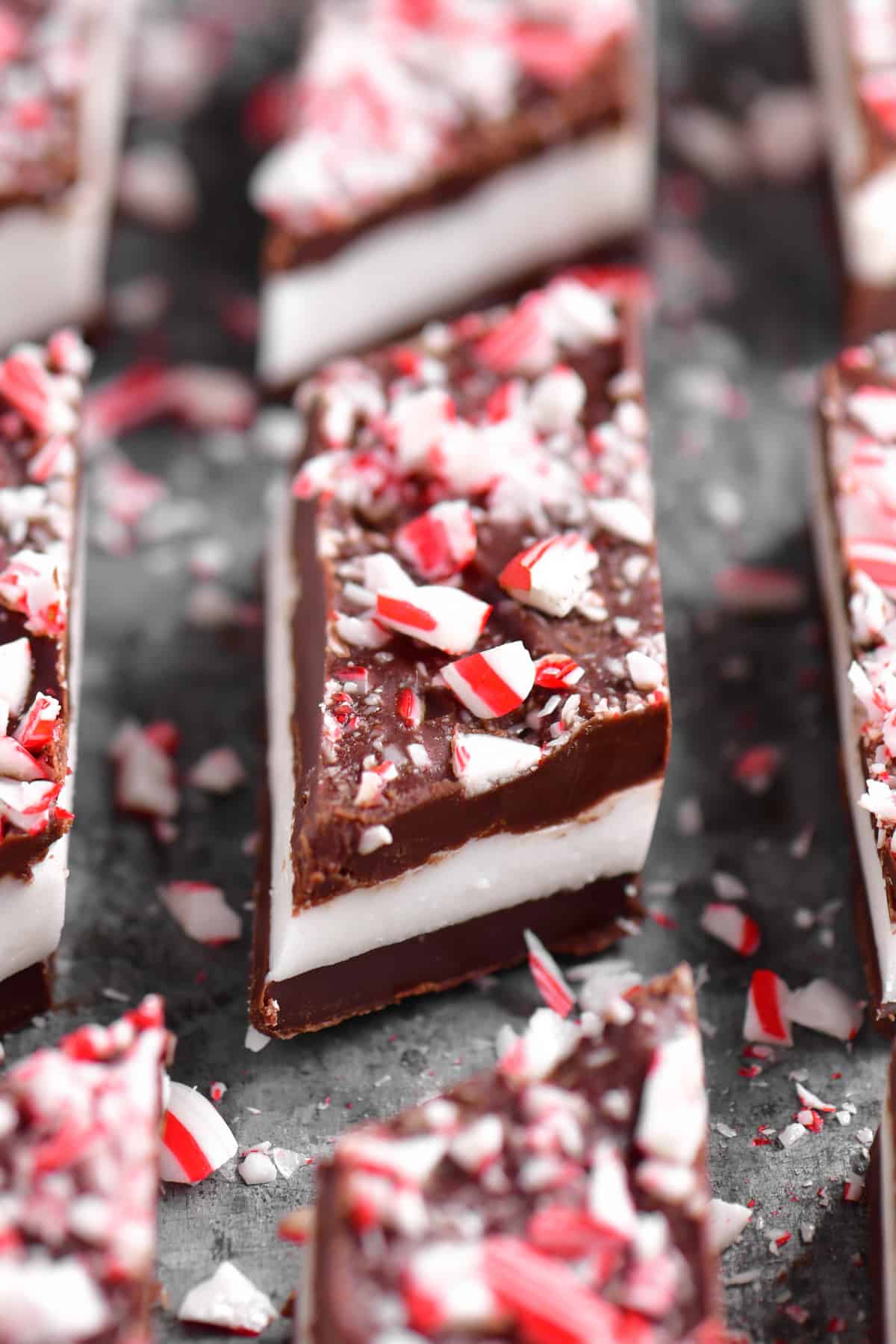 a close-up photo of the cut peppermint patty bars