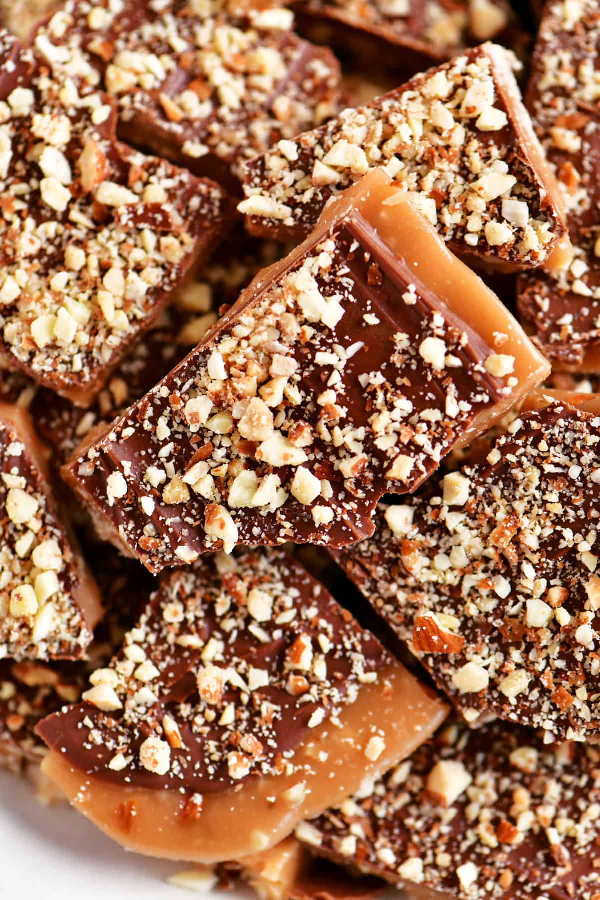 a close-up view of the delectable toffee