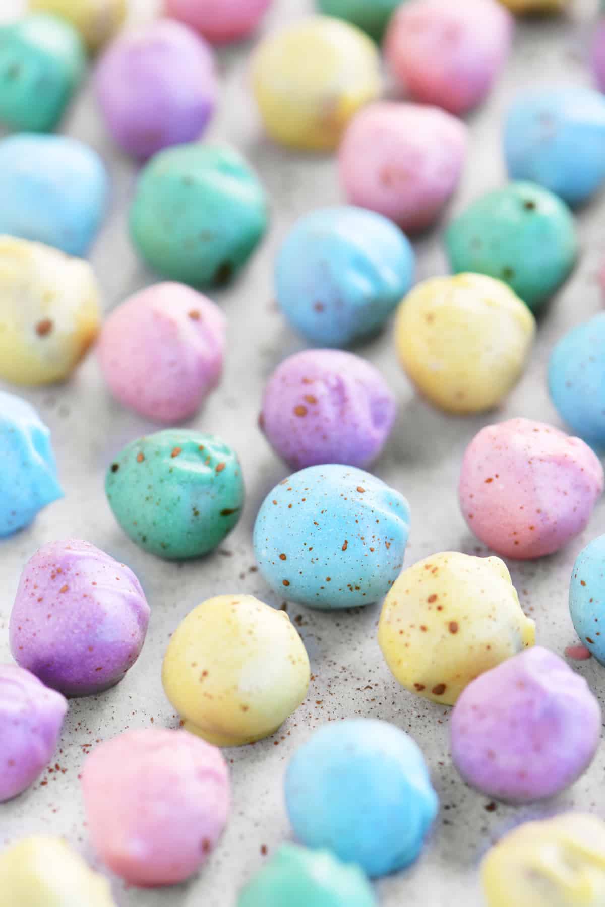 yellow, pink, green, purple and blue Easter egg pretzels
