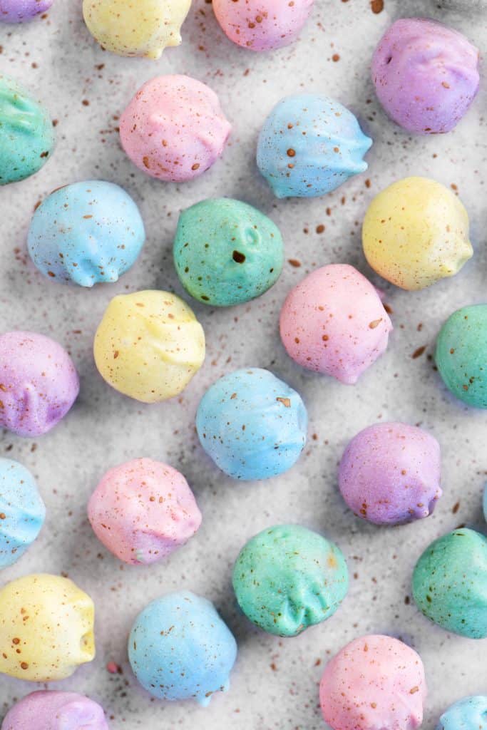 colorful pretzel nuggets with robin's egg speckles