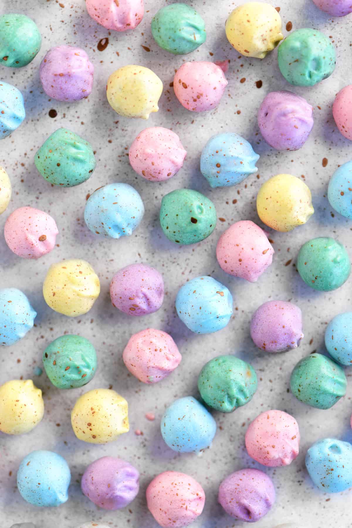colorful mini easter eggs on wax paper