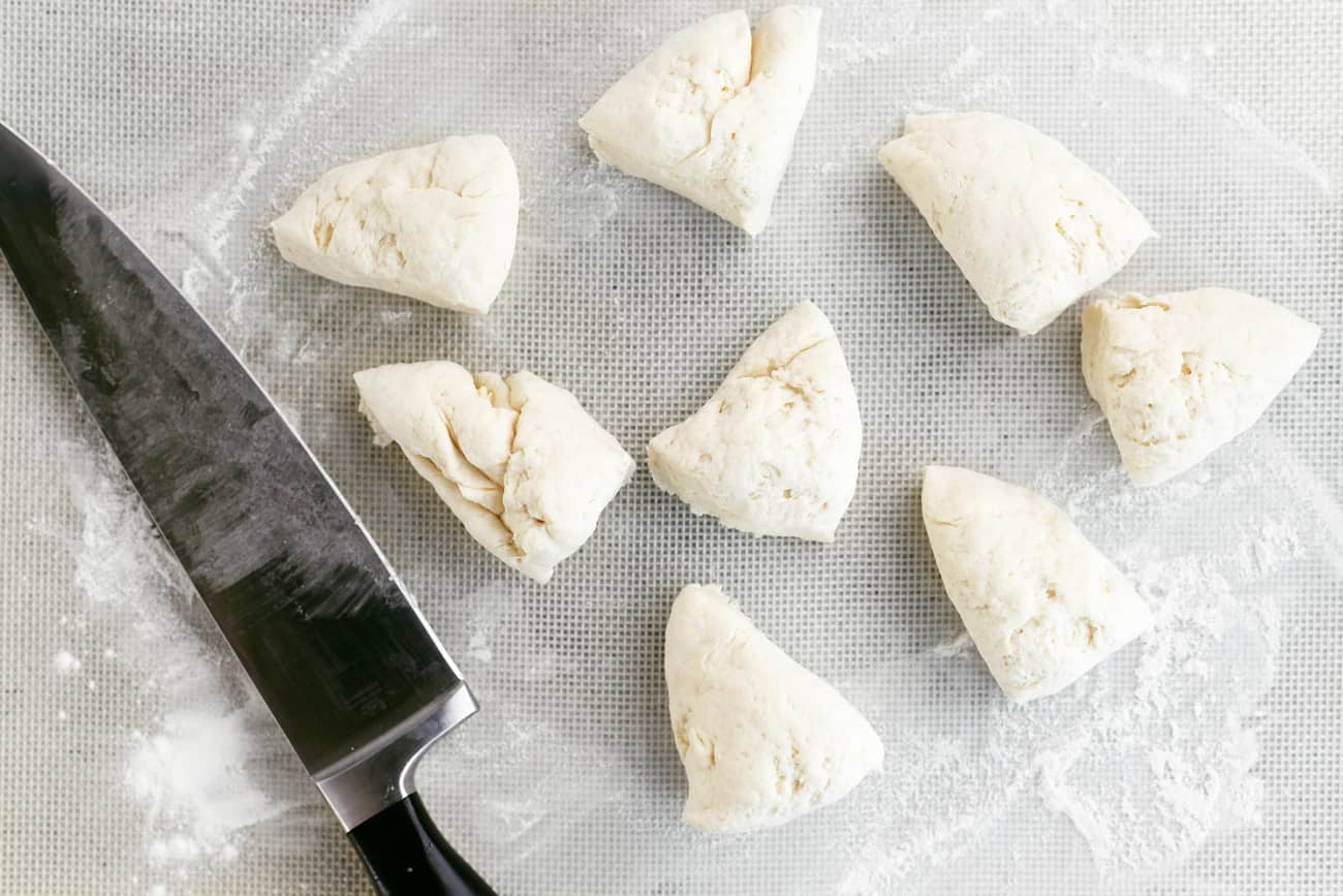 two ingredient dough cut into eight wedges