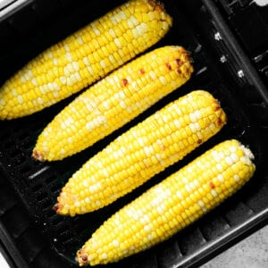 Cooked air fryer corn on the cob.