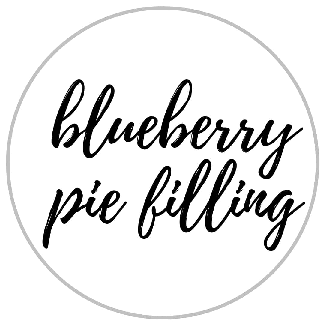 a label that reads blueberry pie filling