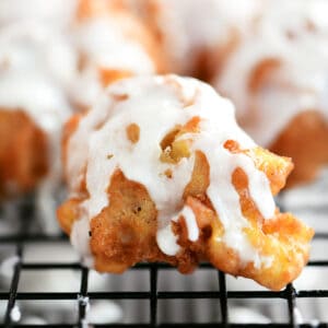 close up of apple fritter bites