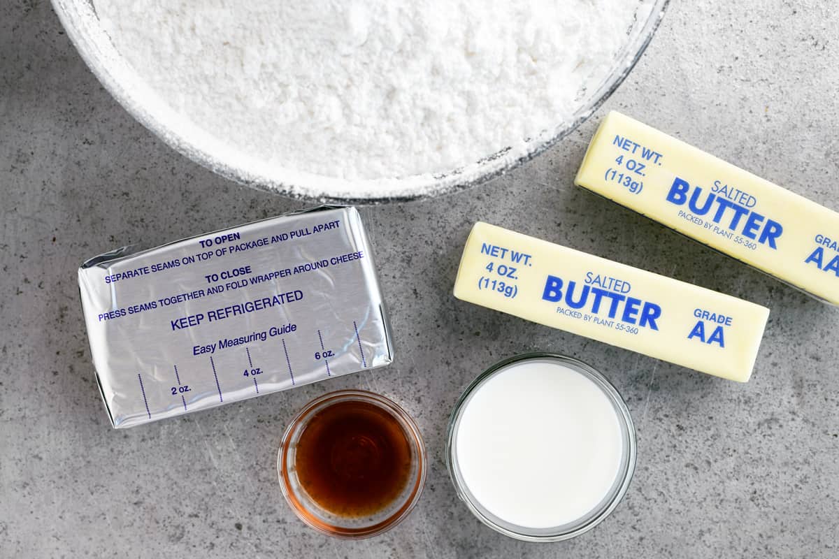 ingredients for cream cheese buttercream