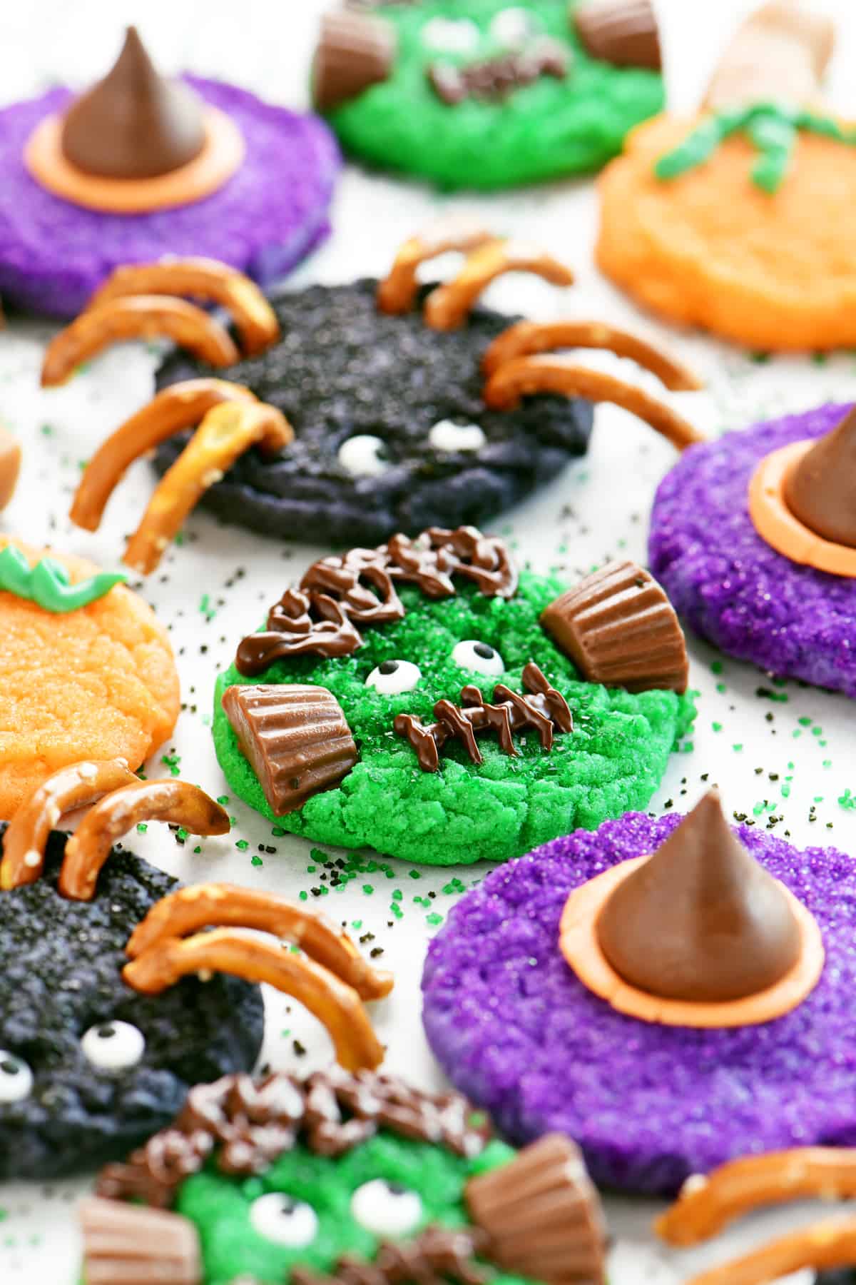 four kinds of halloween cookies from one dough