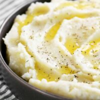 buttery mashed potatoes in a dish