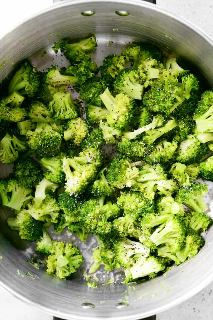 broccoli in a cooking pot