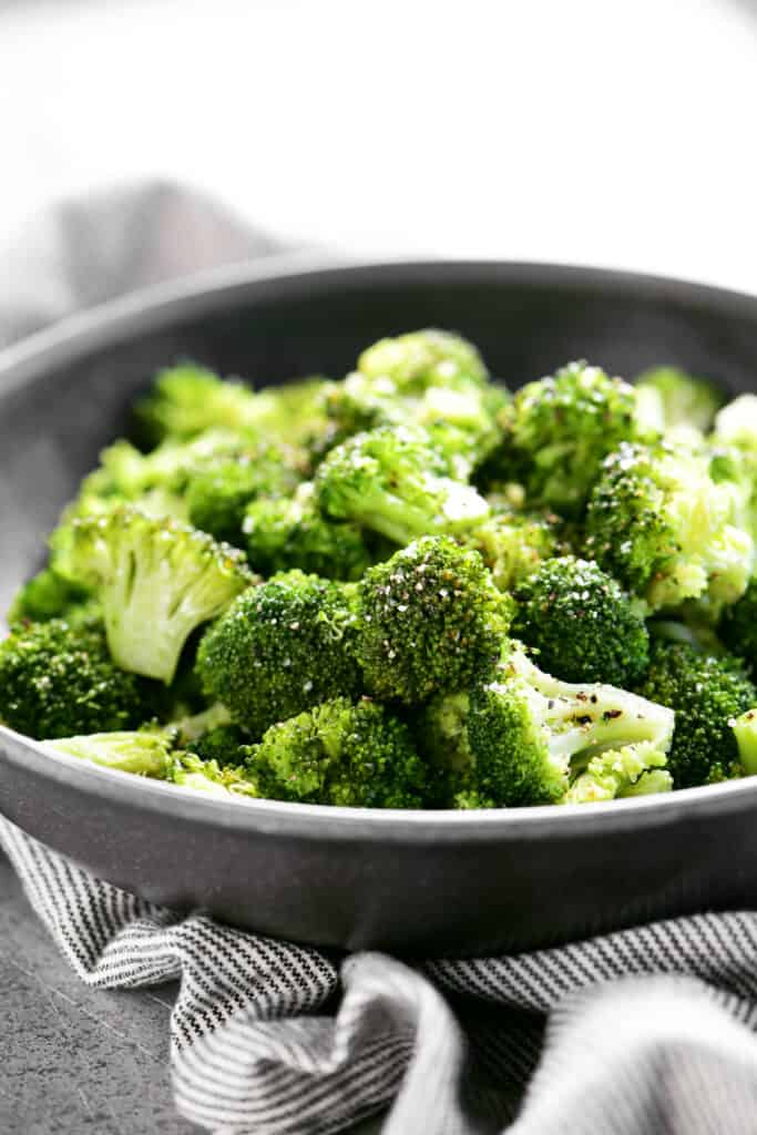 broccoli in a black dish