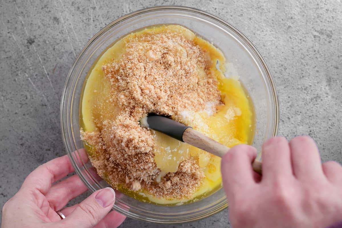 mix pie crust ingredients in a small bowl