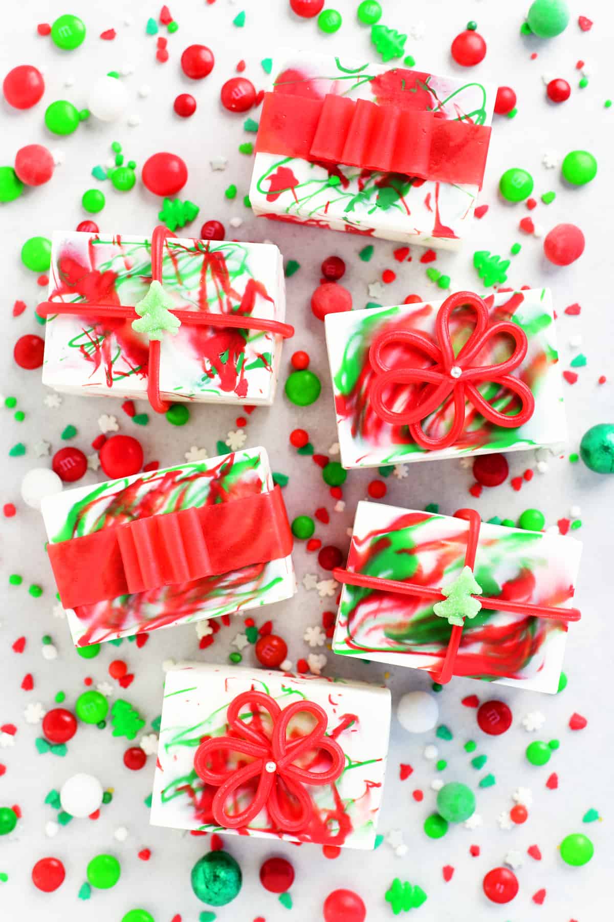 six decorated edible presents