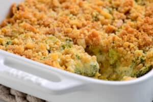 baked casserole in a white dish