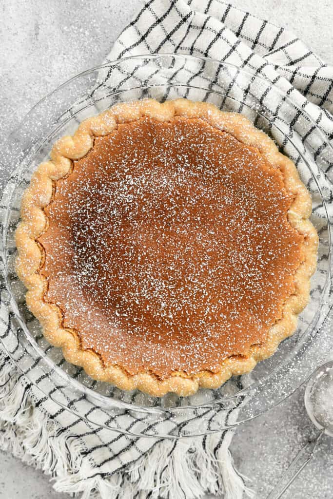 a chess pie in a pie dish