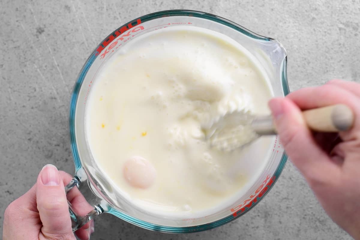 whisk milk and eggs