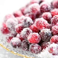 close up of sugared cranberries