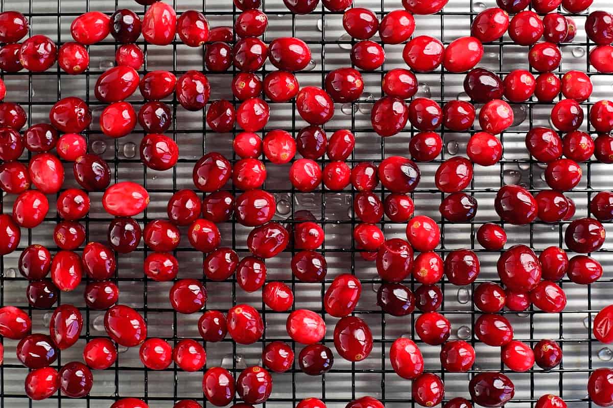 cranberries on a wire rack