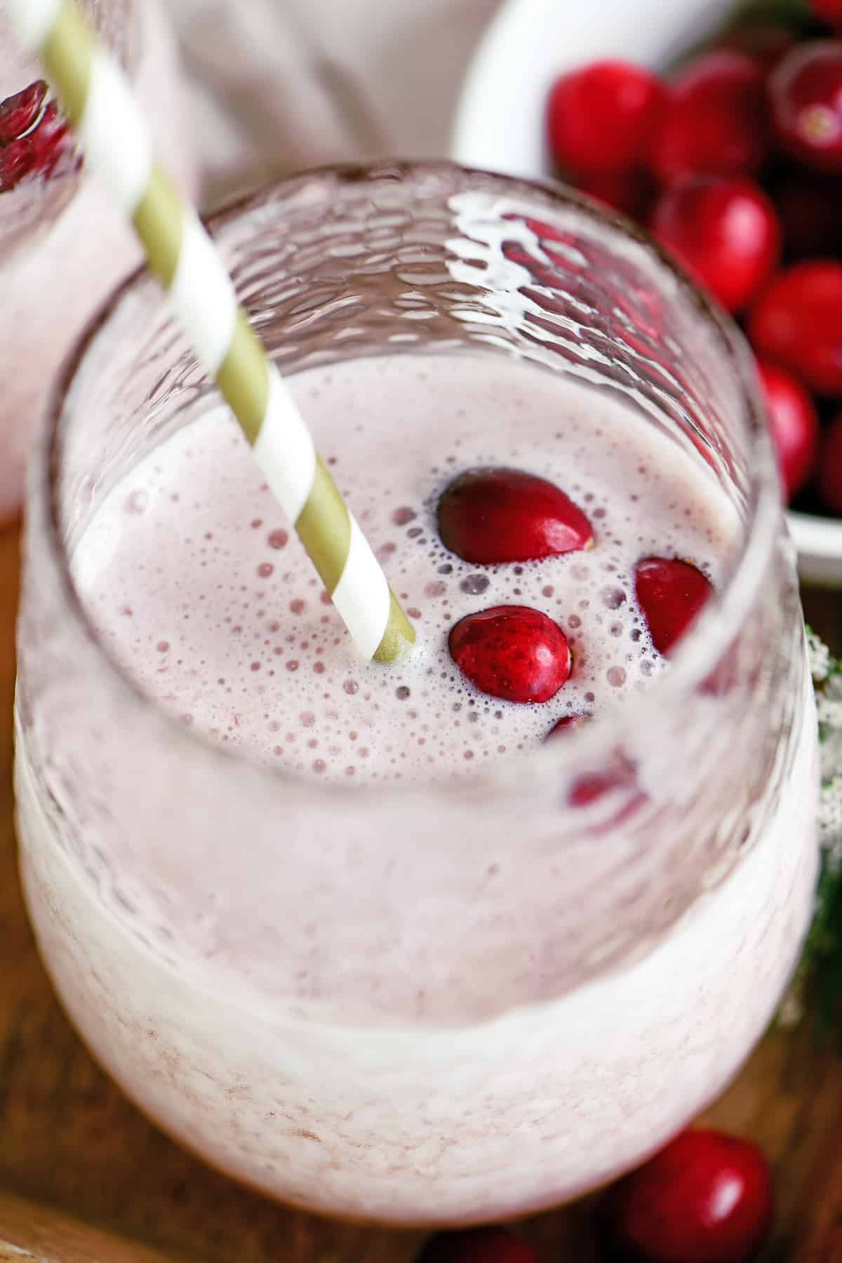 A glass of cranberry julius.
