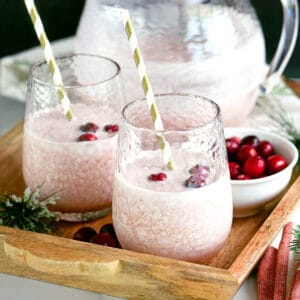 Cranberry punch in glasses.