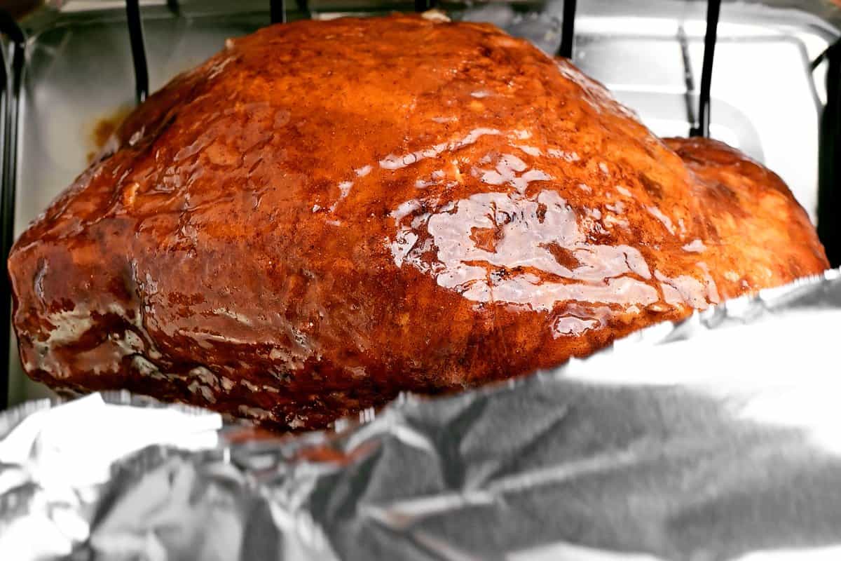 covering the ham in tinfoil