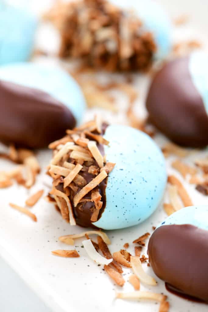 chocolate and coconut topped meringue cookies