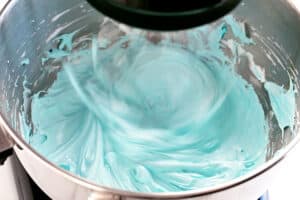 beating in the blue food coloring