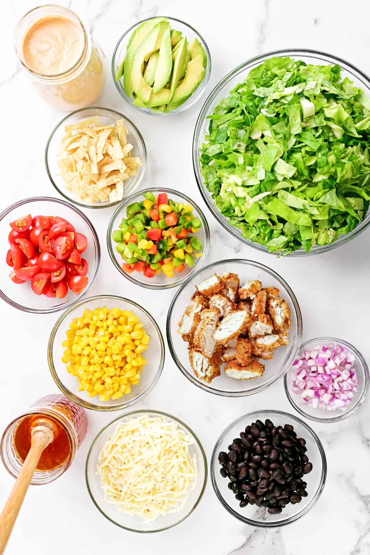salad ingredients on a counter top