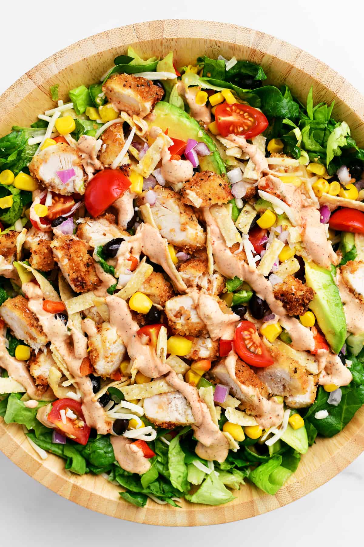 chipotle ranch dressing on a chicken salad