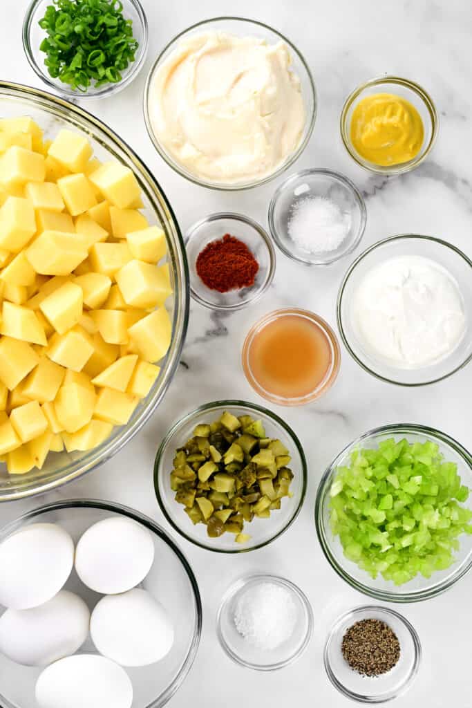 ingredients for a potato salad recipe