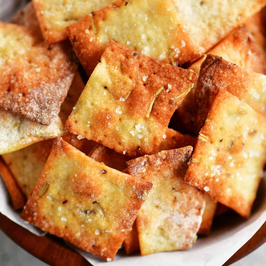 homemade crackers with rosemary