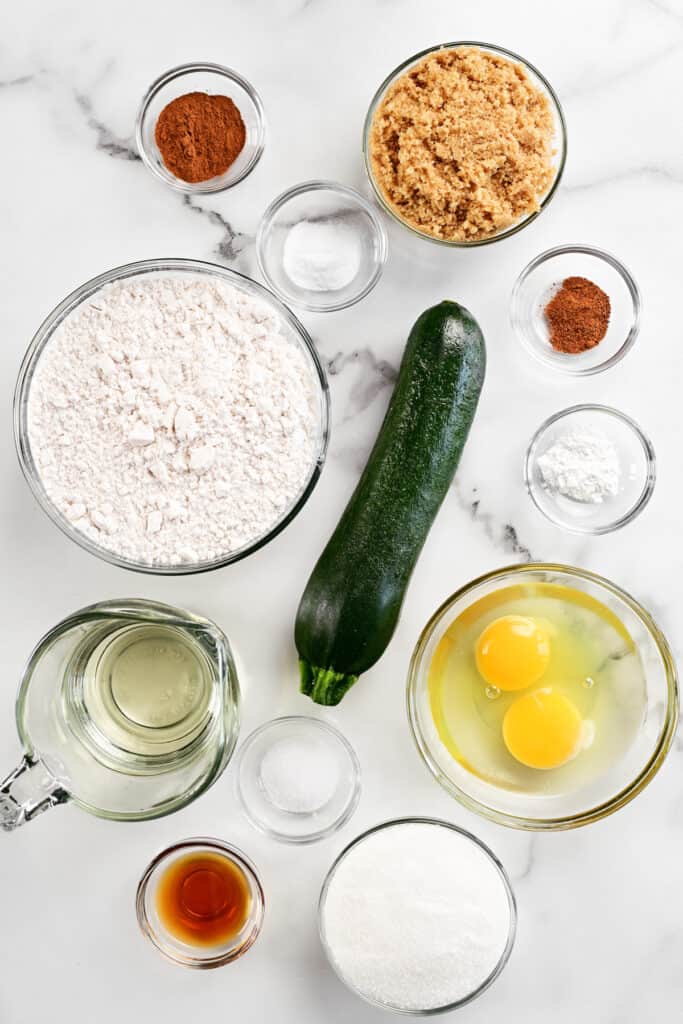 ingredients in bowls on a marble countertop