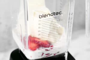 ingredients in a blender cup.