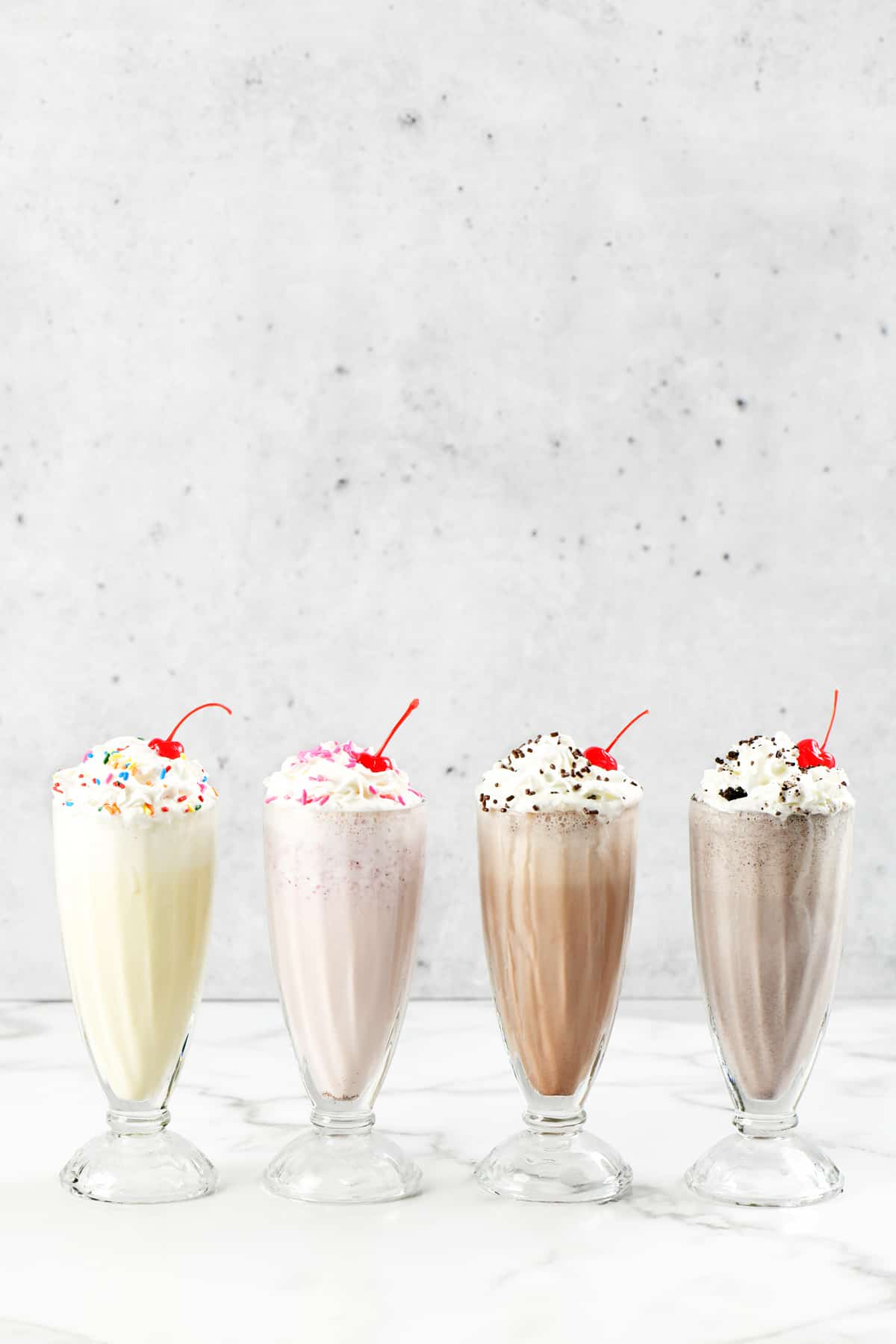 shakes lined up in a row.