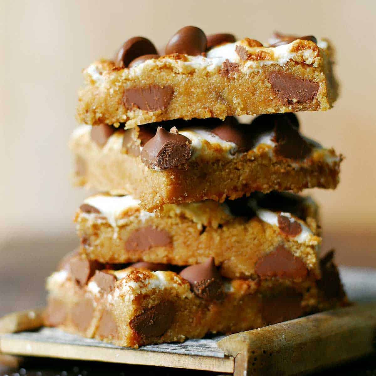a stack of four smores bars.