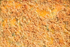 golden brown topping on casserole.