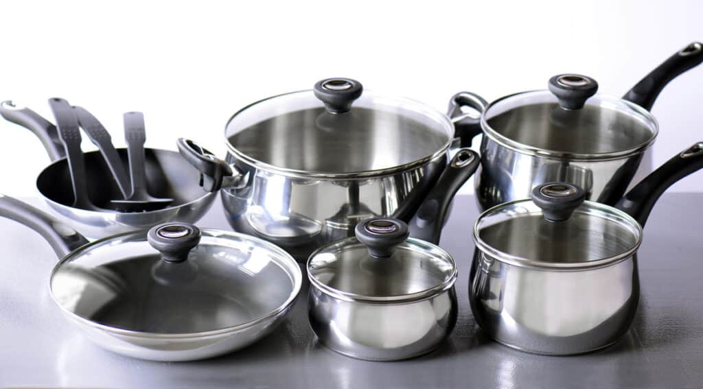 set of pots and pans.