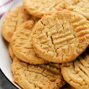 Peanut butter cookies on a plate.