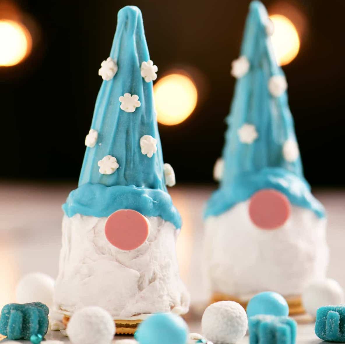 edible cones decorated as gnomes.