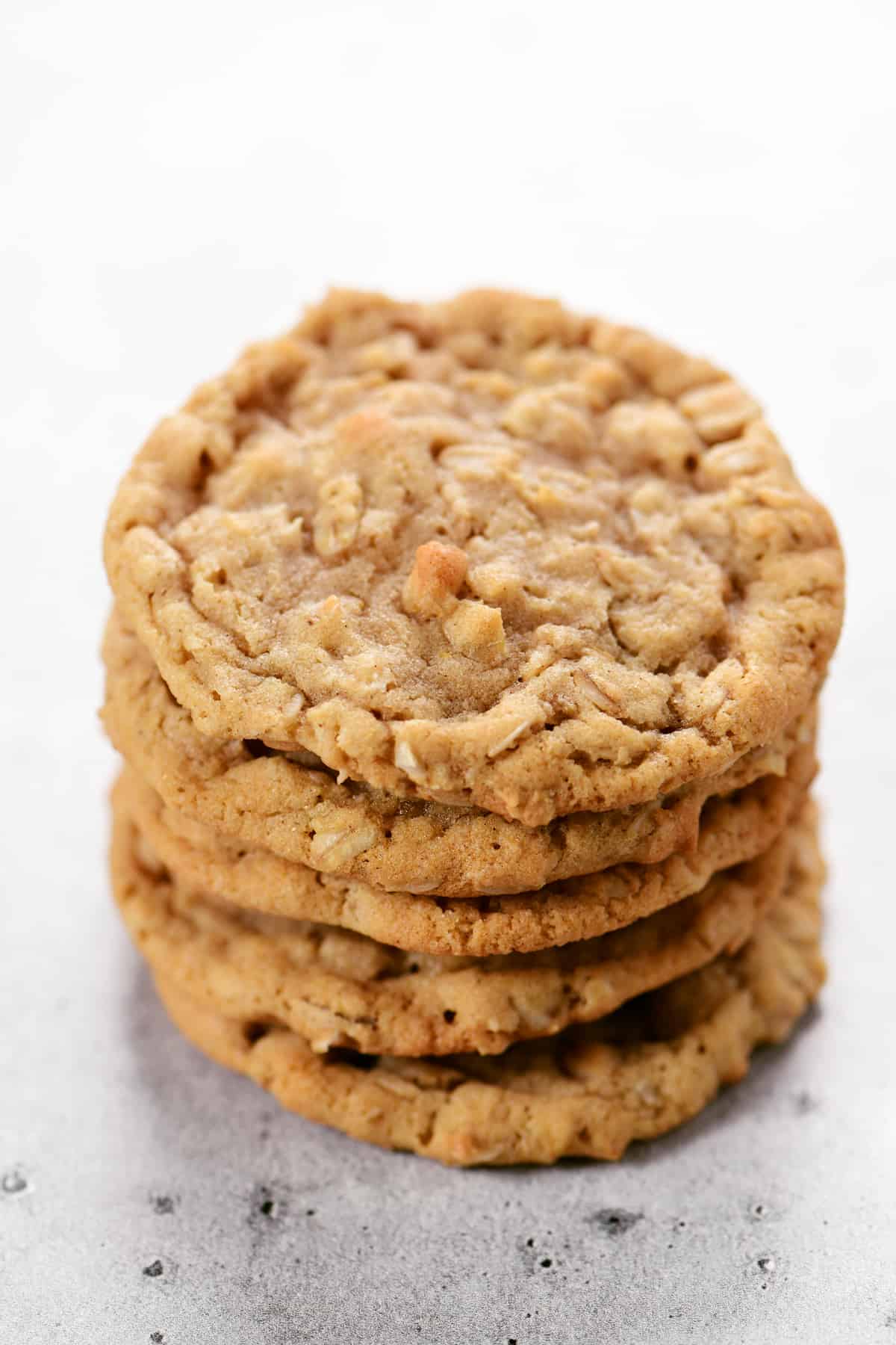 a stack of homemade oatmeal cookies.